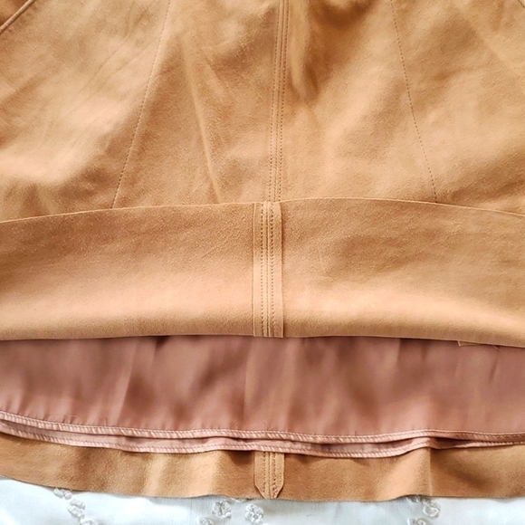 NWOT Joie goat leather mini skirt in camel color size 6 - Picture 5 of 10